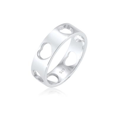 Fingerring ELLI "Herz Liebe Cut Out Bandring 925 Silber Loreena" Gr. 58, silber, Fingerringe, Damen, 58mm, ohne Stein, Silber 925 (Sterlingsilber), 6mm Image