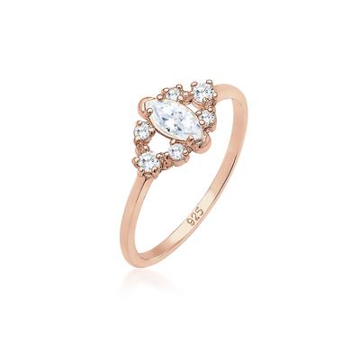 Verlobungsring ELLI "Verlobungsring Zirkonia Weiß 925 Sterling Silber" Gr. 54, rosa (rosegold), Fingerringe, Damen, 54mm, Silber 925 (Sterlingsilber), 1.5mm Image