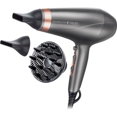 Haartrockner REMINGTON "AC8820 E51 Keratin Protect Dryer" grau (grau / rosé) Ionenpflege, inkl. 2 Stylingdüsen & Diffusor