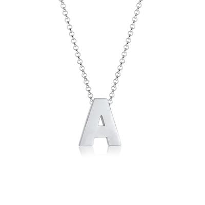 Kette mit Anhänger ELLI "Buchstabe A Initialen 925 Sterling Silber", silber, Halsketten, Damen, 45, ohne Stein, Silber 9