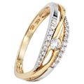 Goldring JOBO "Ring mit Zirkonia" Fingerringe Gr. 56, Gelbgold 333-Weißgold 333, goldfarben (gelbgold 333) Damen Fingerringe