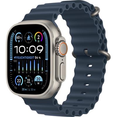 Smartwatch APPLE "Watch Ultra 2 GPS 49 mm + Cellular Titanium One-Size" Smartwatches blau (titanium, blue ocean) Fitness-Tracker Bestseller