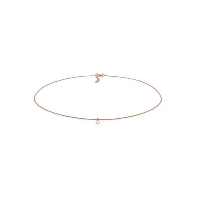 Collier ELLI "Choker mit Anhänger Mondstein Rund 925 Silber" Gr. 36, rosa (rosegold), Halsketten, Damen, 36,mit Stein, Silber 925 (Sterlingsilber), L: 36cm Image