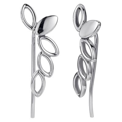Paar Ohrhaken KINGKA "ORIVA Leaves, SE534S", silber (edelstahlfarben), Ohrringe, Damen, Edelstahl Image