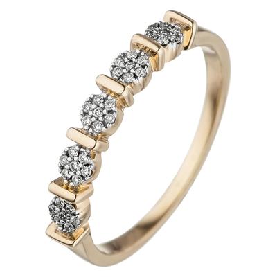 Diamantring JOBO Gr. 54, gelb (gelbgold 585), Fingerringe, Damen, 54, P1 = bei 10-facher Vergrößerung erkennbare Einschlüsse, Gelbgold 585-Diamanten, Gelbgold 585, Diamanten, 585 Gold mit 35 Diamanten Image