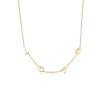Kette mit Anhänger ELLI "Erbskette Love Wording 925er Silber" Gr. 40, gold, Halsketten, Damen, 40, ohne Stein, Silber 925 (Sterlingsilber), L: 40cm Image
