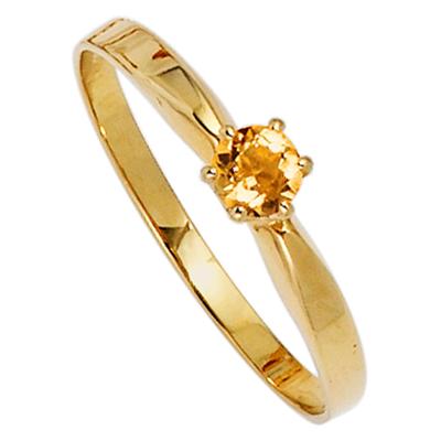 Goldring JOBO "Ring mit Citrin" Gr. 50, gelb (gelbgold 585), Fingerringe, Damen, 50, Gelbgold 585, 585 Gold Image