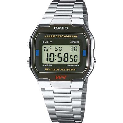 Chronograph CASIO VINTAGE "A163WA-1QES", silber (silberfarben), Armbanduhren, Damen, Quarzuhr, Armbanduhr, Damen, Herren, digital, retro, Stoppfunktion Image