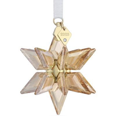 Dekohänger SWAROVSKI "ORNAMENT FESTIVE 3D 2023, 5651397, 5653577", weiß (champagner, goldfarben, weiß), Dekohänger, B/H: 4,6cm x 5,90cm, Kristallglas, Metall, Polyester, Swarovski Kristall, B:4,6cm H:5,90cm Image
