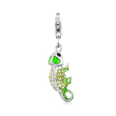 Charm-Einhänger NENALINA "Chamäleon-Anhänger Kristalle 925 Silber", silber, Charms, Damen, mit Steinen, Silber 925 (Sterlingsilber) Image