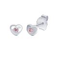 Paar Ohrstecker FIRETTI "Schmuck Geschenk Silber 925 Ohrschmuck Herz" Ohrringe Gr. Silber 925 (Sterlingsilber), bunt (silberfarben, pink, pink) Mädchen Mädchenschmuck