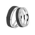 Trauring DOOSTI "Schmuck Geschenk Edelstahl Ehering Partnerring LIEBE" Fingerringe Gr. 58, ohne Zirkonia, Edelstahl-Carbon, 6,5 mm, schwarz (edelstahlfarben, schwarz) Trauringe