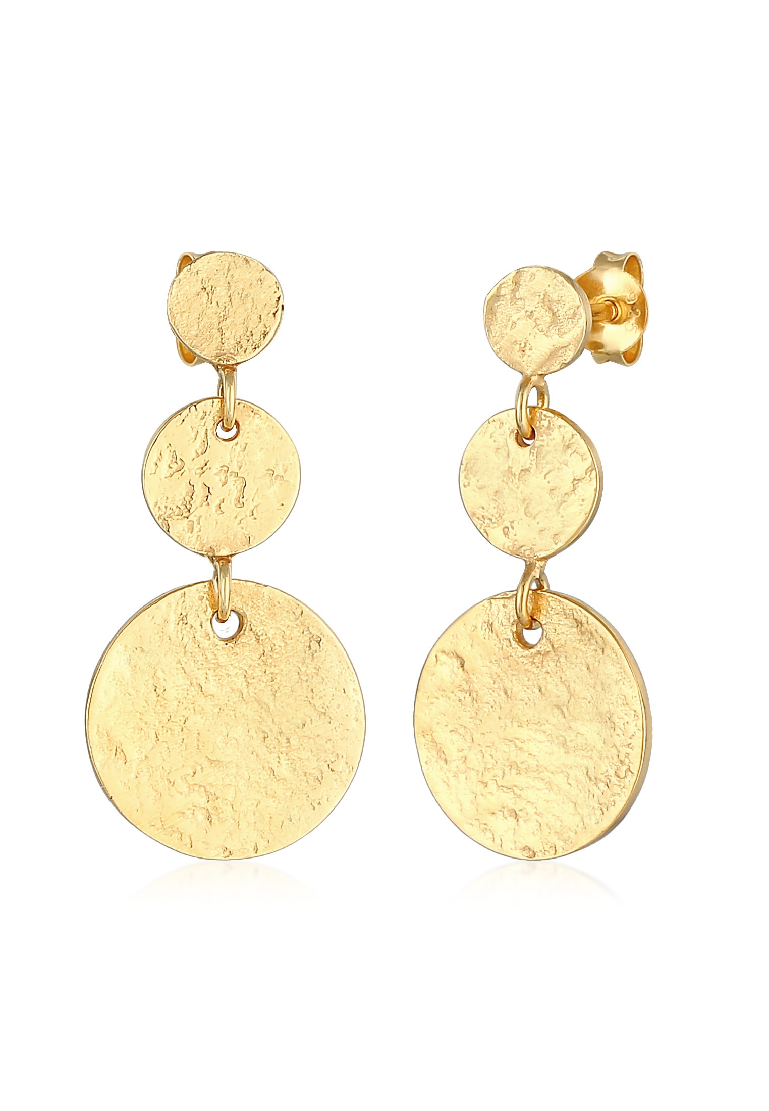 Paar Ohrstecker ELLI "Ohrhänger Plättchen Vintage Antique 925 Silber", gold, Ohrringe, Damen, onesize, ohne Stein, Silber 925 (Sterlingsilber)