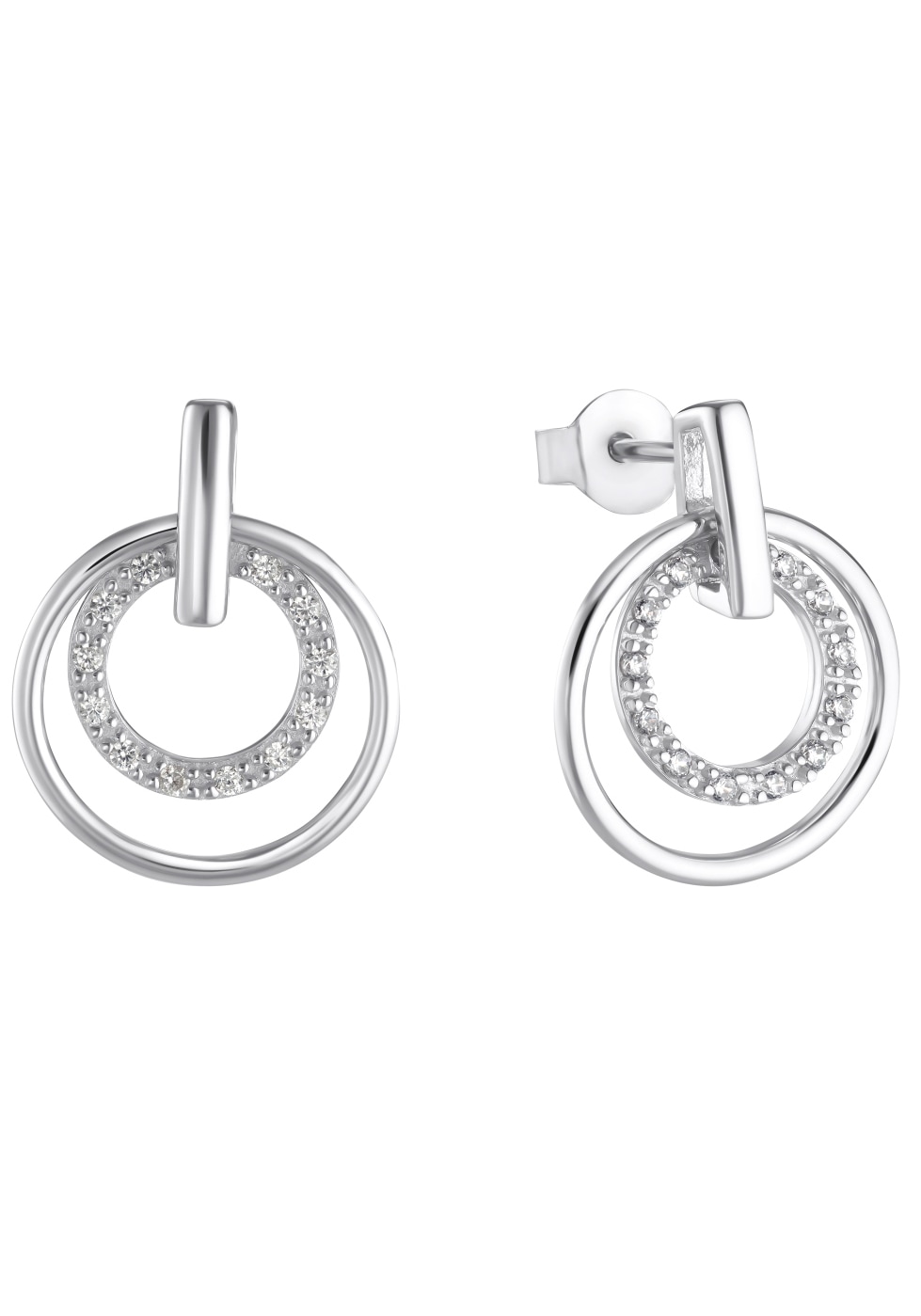 Paar Ohrstecker S.OLIVER "2034502", bunt (silberfarben, weiß, kristallweiß), Ohrringe, Damen, Silber 925 (Sterlingsilber), mit Zirkonia (synth.)