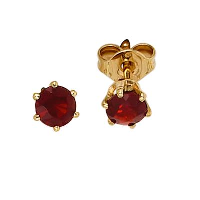 Paar Ohrstecker JOBO, gelb (gelbgold 585), Ohrringe, Damen, Gelbgold 585, rund 585 Gold mit Granat