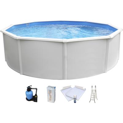 Rundpool KWAD "»Supreme« all in Premium Folie", beige (weiß, farbe innen: sand), B:460cm H:132cm L:460cm, Schwimmbecken, ØxH: 460x132cm, inkl. Bodenisolationsset