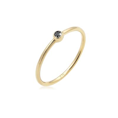 Verlobungsring ELLI DIAMONDS "Solitär Schwarzer Diamant (0.03 ct) 375er Gelbgold" Gr. 56, gold, Fingerringe, Damen, 56mm, 0.03 ct P1 = bei 10-facher Vergrößerung erkennbare Einschlüsse, Gelbgold 375, 1mm Image
