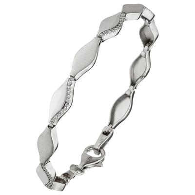 Armband JOBO, silber (silber 925, weiß), Armbänder, Damen, Silber 925 (Sterlingsilber), 925 Silber mit 55 Zirkonia 19 cm