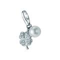 Charm-Einhänger GIORGIO MARTELLO MILANO "Kleeblatt und Perle, Silber 925" Charms silberfarben (silber) Damen Charms Anhänger