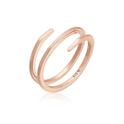 Fingerring ELLI "Wickelring Twist Fein 925 Silber" Gr. 52, rosa (rosegold), Fingerringe, Damen, 52mm, ohne Stein, Silber 925 (Sterlingsilber) Image
