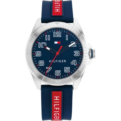 Quarzuhr TOMMY HILFIGER "KIDS", bunt (dunkelblau, rot), Armbanduhren, Kinder, Armbanduhr, Kinderuhr, analog, Silikonarmband, Geschenkidee Image