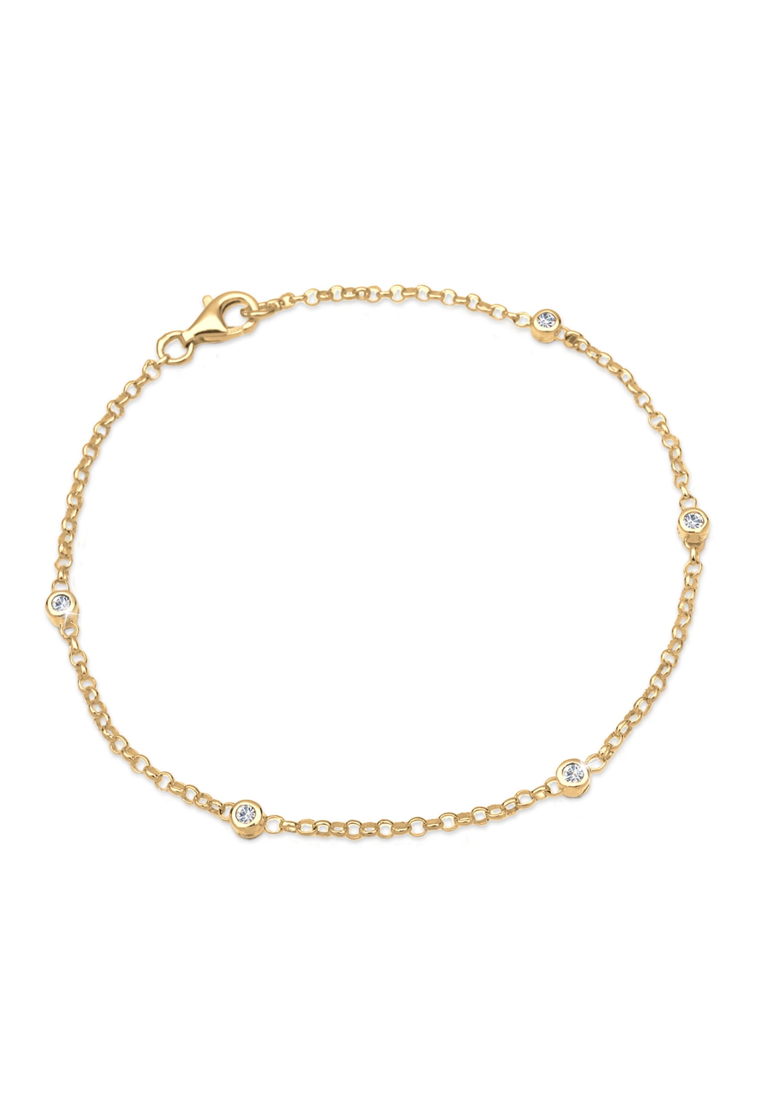 Armband ELLI "Klassisch Basic 925 Silber, mit Kristallen von Swarovski" Gr. 17, gold, Armbänder, Damen, 17cm,mit Steinen, Silber 925 (Sterlingsilber) Image