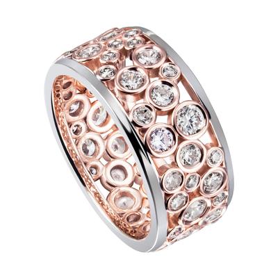 Fingerring JOBO "Ringmit 55 Zirkonia" Gr. 50, silber (silber 925, weiß), Fingerringe, Damen, 50, Silber 925 (Sterlingsilber), 925 Silber bicolor vergoldet Image