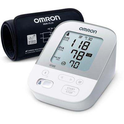 Oberarm-Blutdruckmessgerät OMRON "X4 Smart" Blutdruckmessgeräte silberfarben (weiß, silberfarben) Oberarm-Blutdruckmessgerät