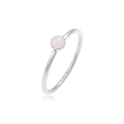 Fingerring ELLI "Rosenquarz Edelstein Stabelring 925er Silber" Gr. 58, silber (silber, rosa), Fingerringe, Damen, 58mm,m