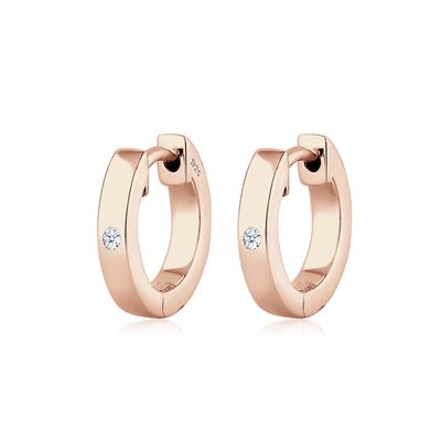 Paar Creolen ELLI DIAMONDS "Creole Basic Diamant (0.03 ct) 925 Sterling Silber", rosa (rosegold), Ohrringe, Damen, OneSize, 0.03 ct P1 = bei 10-facher Vergrößerung erkennbare Einschlüsse mit Diamanten, Silber 925 (Sterlingsilber) Image