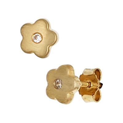 Paar Ohrstecker JOBO "Blume", gold (gelbgold 333), Ohrringe, Damen, Gelbgold 333, 333 Gold mit Zirkonia Image