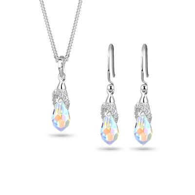 Schmuckset ELLI "Tropfen Weiß 925 Sterling Silber, mit Kristallen von Swarovski", weiß, Schmuck-Sets, Damen, OneSize,mit Stein, Silber 925 (Sterlingsilber)
