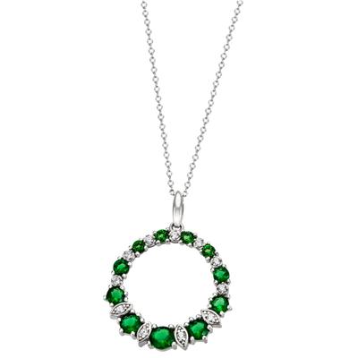 Kette mit Anhänger FIRETTI "Schmuck Geschenk Silber 925 Halsschmuck Halskette Ankerkette", grün (silberfarben, grün, kristallweiß), Halsketten, Damen, Silber 925 (Sterlingsilber), mit Zirkonia (synth.) Image