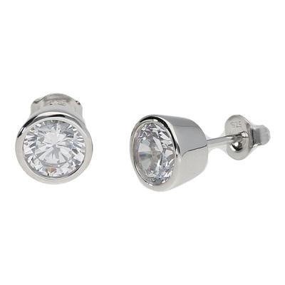 Paar Ohrstecker SMART JEWEL "schlicht, Zirkonia in Zargenfassung, Silber 925", silber, Ohrringe, Damen, Silber 925 (Ster