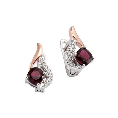 Paar Creolen FIRETTI "Schmuck Geschenk Silber 925 Bicolor-Optik", rosa (silberfarben, roségoldfarben, rot, rot), Ohrringe, Damen, Silber 925 (Sterlingsilber), mit Granat Image