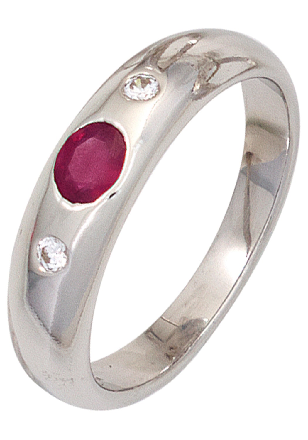 Silberring JOBO Gr. 50, silber (silber 925), Fingerringe, Damen, 50, Silber 925 (Sterlingsilber), Silberring, 925 Silber mit Rubin und Zirkonia Image