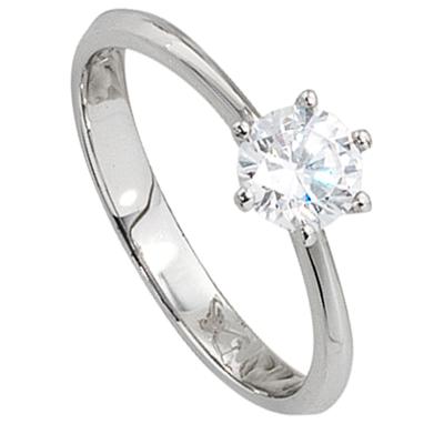 Silberring JOBO "Ring mit Zirkonia" Gr. 58, silber (silber 925), Fingerringe, Damen, 58, Silber 925 (Sterlingsilber), 925 Silber Image