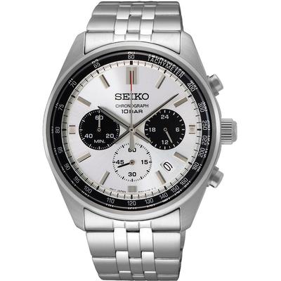 Chronograph SEIKO, silber (silberfarben), Armbanduhren, Herren, Armbanduhr, Quarzuhr, Herrenuhr, Stoppfunktion, Datum Image