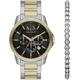 Chronograph ARMANI EXCHANGE "AX7148SET" Armbanduhren goldfarben (silberfarben, goldfarben) Herren Quarzuhren