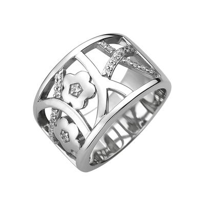 Fingerring JOBO Gr. 62, silber (silber 925, weiß), Fingerringe, Damen, 62, Silber 925 (Sterlingsilber), breit 925 Silber mit 25 Zirkonia Image