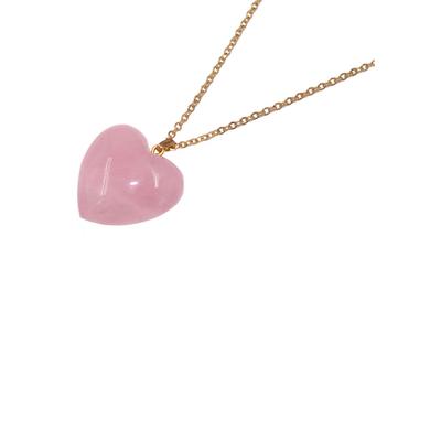 Kette mit Anhänger FIRETTI "Halskette Schmuck Geschenk Herz "LIEBE", bunt (gelbgoldfarben, rosa), Halsketten, Damen, Edelstahl, L: 55cm B: 2mm, Made in Germany - mit Rosenquarz, B:2mm Image