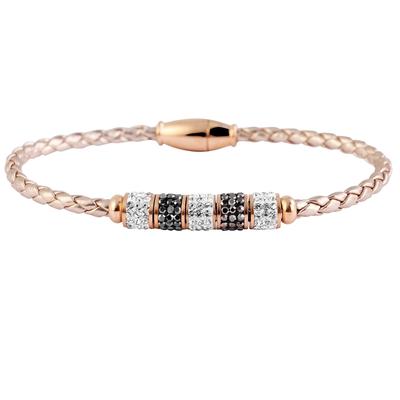 Edelstahlarmband ADELIA´S "Damen Armband aus Edelstahl mit Similisteine 17 cm", beige, Armbänder, Damen, 17, Edelstahl Image