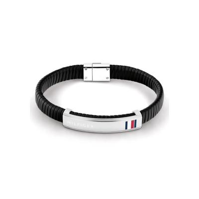 Armband TOMMY HILFIGER "Schmuck Edelstahl Armschmuck Lederarmband", bunt (edelstahlfarben, schwarz, weiß, blau, rot), Armbänder, Herren, Leder-Edelstahl, Leder, Edelstahl Image