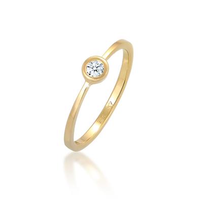 Verlobungsring ELLI DIAMONDS "Diamant Weiß Brillantschliff (0.06 ct) 585 Gelbgold" Gr. 52, weiß (weiß, weiß), Fingerring