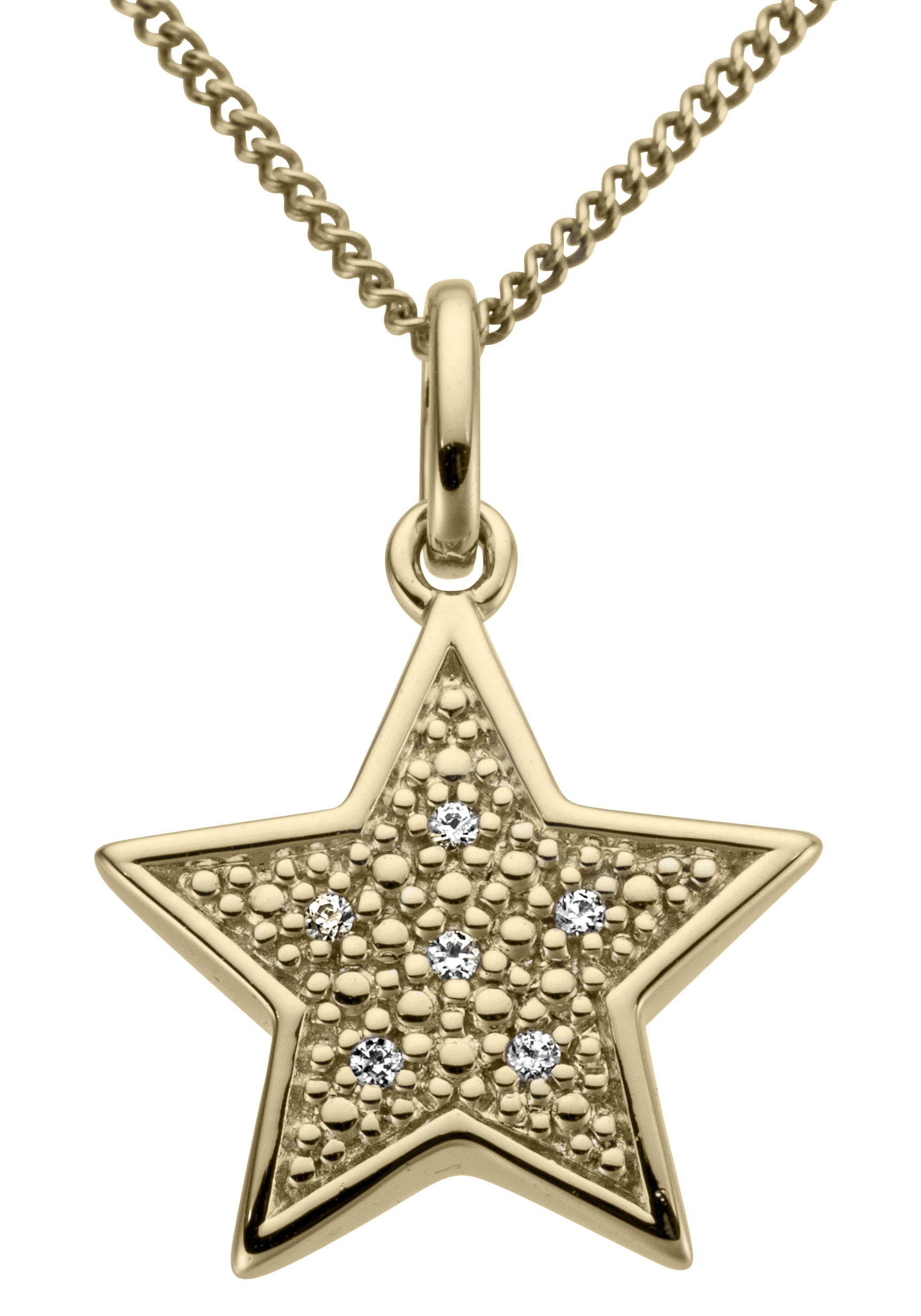 Kettenanhänger FIRETTI "Schmuck Geschenk Gold 333 Halsschmuck Anhänger für Halskette Stern", gold (gelbgoldfarben, weiß, wweiß), Schmuckanhänger, Damen, 0,02 P2 = erkennbare Einschlüsse, Diamanten Gelbgold 333, 1 g, Diamanten, Gelbgold 333,...