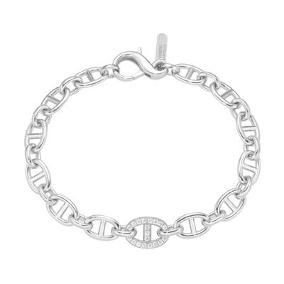 Armband "Gliederkette mit Zirkonia, Silber 925", silber, GIORGIO MARTELLO MILANO, Armbänder, Damen, 19cm, Silber 925 (St