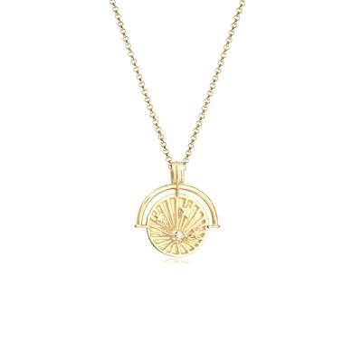 Kette mit Anhänger ELLI "Astro Plättchen 925 Sterling Silber vergoldet" Gr. 45, gold, Halsketten, Damen, 45, ohne Stein, Silber 925 (Sterlingsilber), L: 45cm Image