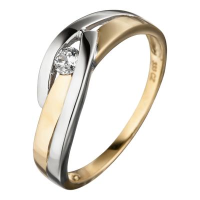 Goldring JOBO Gr. 60, gold (gelbgold 333), Fingerringe, Damen, 60, Gelbgold 333, 333 Gold bicolor mit Zirkonia Image