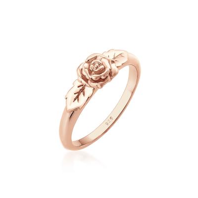 Fingerring ELLI "Rosenblüte Blume Vintage Look Trend 925 Silber" Gr. 58, rosa (rosegold), Fingerringe, Damen, 58mm, ohne Stein, Silber 925 (Sterlingsilber), 3mm Image