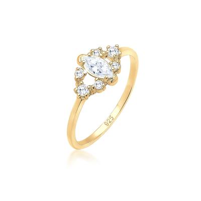 Verlobungsring ELLI "Verlobungsring Zirkonia Weiß 925 Sterling Silber" Gr. 56, gold, Fingerringe, Damen, 56mm, Silber 925 (Sterlingsilber), 1.5mm Image